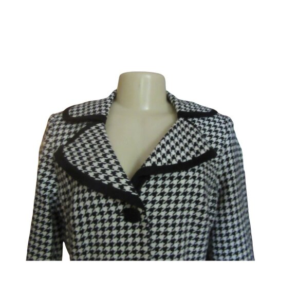 Kay Unger Houndstooth Black & White Waist Jacket w 3/4" Sleeves in Size 10 - Picture 6 of 7
